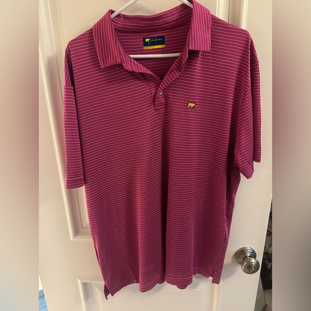 Jack Nicklaus dark pink striped golf polo